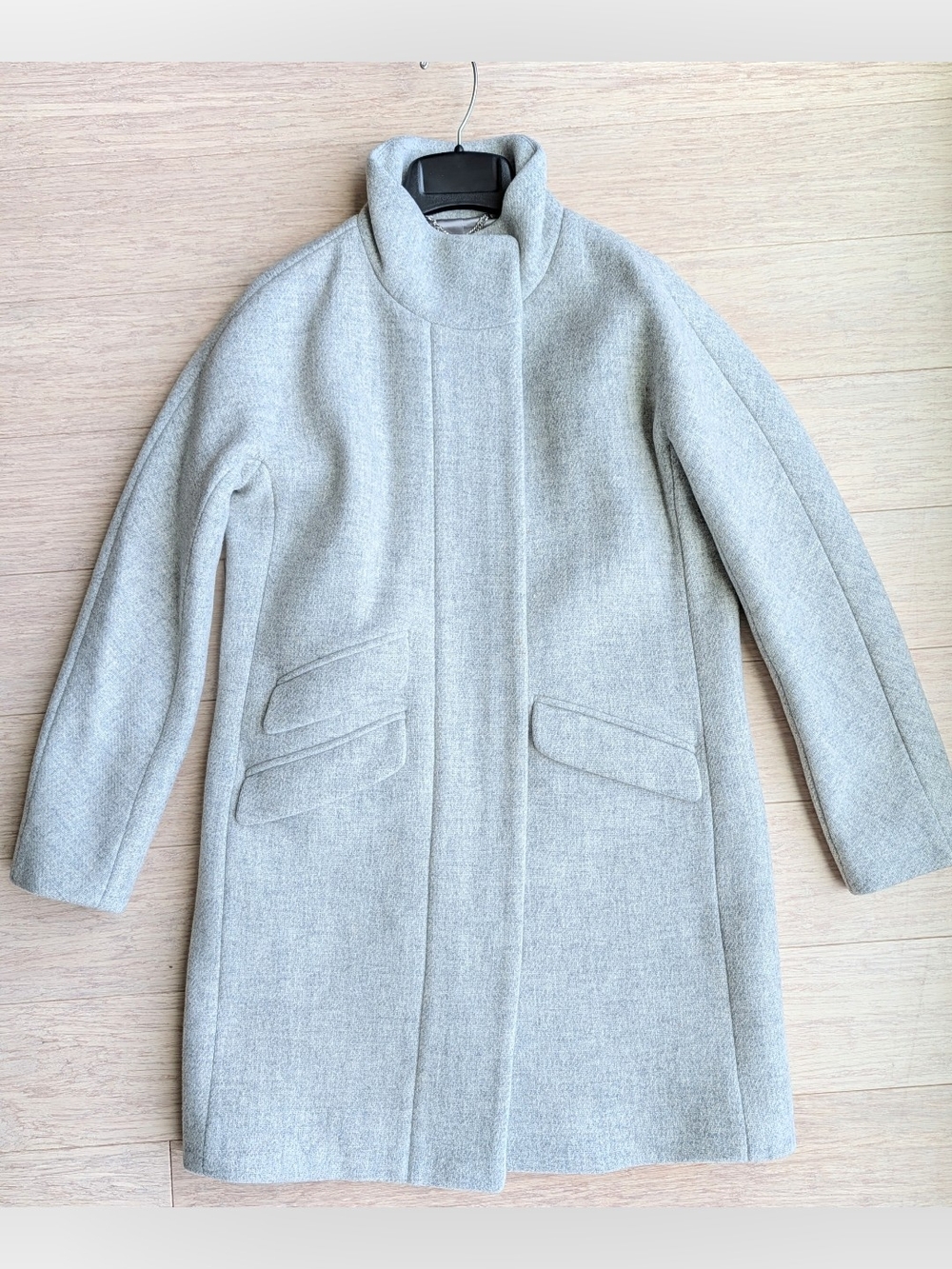 J. Crew Light Gray Wool-Blend Stand-Collar Coat